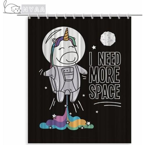 Black Watercolor Unicorn Shower Curtain for Girls Dabbing Dab Funny Unicorn Rainbow Bath Curtains Bathroom Decorations Sets Home
