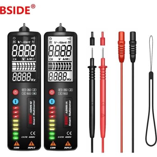 Smart Digital Multimeter 2.4 inch LCD Voltage Indicator Tester BSIDE ADMS1A/Q Portable DC AC Voltage Ohm Continuity Hz NCV