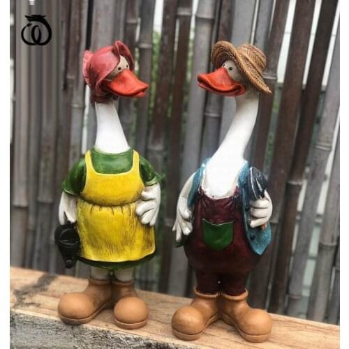 WU CHEN LONG Resin Artificial Duck Garden Statue Animal Sculpture Couple Decoration Simulation Pond Decor Landscape Crafts R6795
