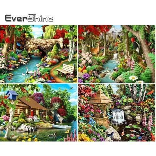 EverShine Diamond Painting Landscape 5D DIY Diamond Embroidery Garden Full Square Mosaic Picture Of Rhinestones Handmade Gift