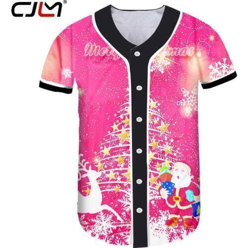 CJLM Man The New Listing Santa Claus Tshirt Christmas Tree Baseball Shirt 3D Printed Hot Sale T-shirt Big Size Mens Clothing