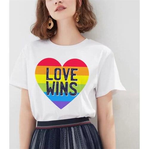 Lgbt t shirt Women Love Wins Rainbow T-shirt Harajuku Gay love is love Shirt Funny t-shirt kawaii femme Top tee