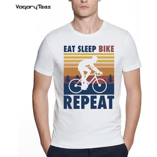New Fashion Summer Mens Retro styled Bike Eat Sleep Bike Repeat Saying Bike Gift Classic T-Shirt Funny Boy Streetwear Tshirt