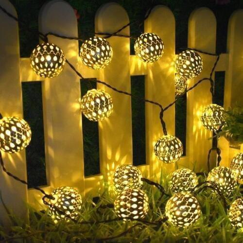 Solar String Lights 10/20 Morocco Balls LED String Fairy Light Decorative Holiday Christmas Lighting Outdoor Wedding Decoration