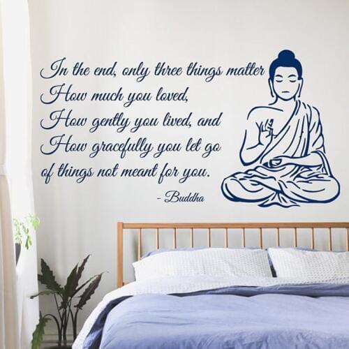 Meditating Buddha Wall Decals Quote Home Interior Design Art Word Writting Mural Yoga Bedroom Art Mural Decoration