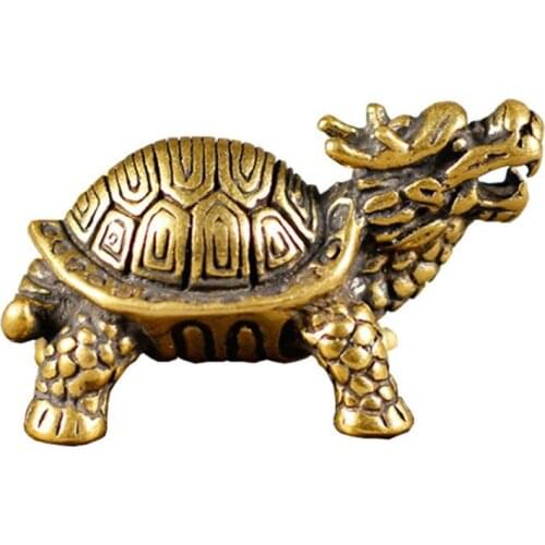 Casting Metal Dragon Turtle Ornaments Gifts 3D Figurine Mini Retro Collect Home Office Room Desktop Decoration Sculpture