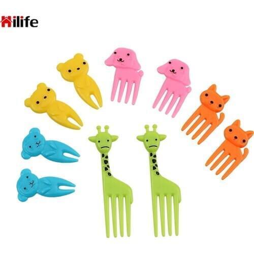 Cute Mini Cartoon Bento Lunches Toothpick Animal Farm Fruit Fork Snack Cake Dessert Food Fork 10pcs/pack for Children