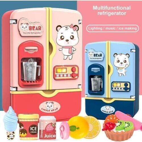 Girls Play Refrigerator Kitchen Toys / Children Play Simulation Multifunctional Electric Double Door Refrigerator Toys