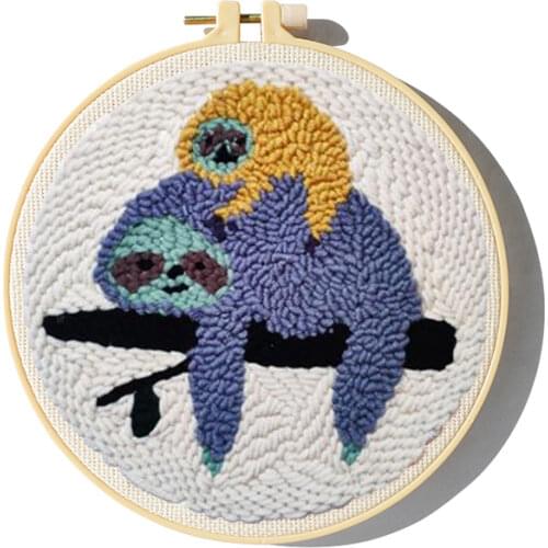 Sloth Mother Punch Needle Starter Kits Soft Yarn Punch Needle Embroidery Kit Easy Embroidery Set Needlework Wool Work Home Decor