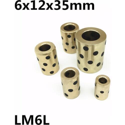 6x12x35 mm linear graphite copper set bearing copper bushing oil self-lubricating bearing JDB for shaft 6mm LM6LUU LM6L