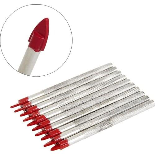 10Pcs Glass Tile Ceramic Drill Set 3/16 "Shank Carbide Tip-tip Throw Hole Drills 85DA
