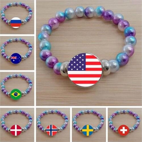 National Bracelets World Flags Jewelry Color Bead Bracelet Gift