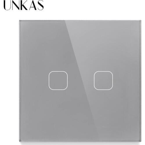 UNKAS EU 2 Gang 1 Way Wall Light Controler Smart Home Automation Touch Switch Waterproof and Fireproof Switch