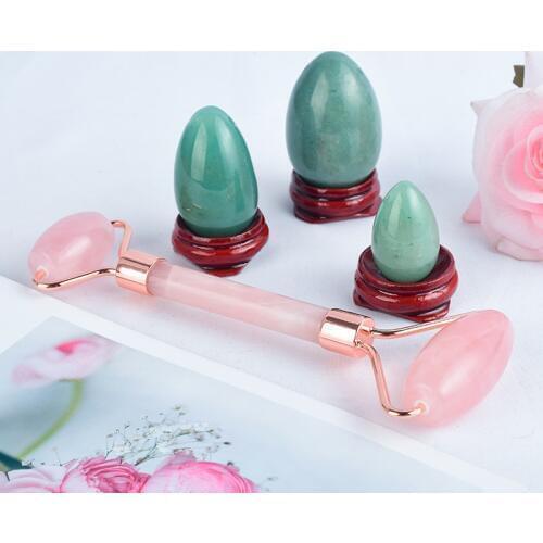 Jade Facial Massager Natural Rose Quartz Yoni Eggs Face Roller Stone Massage for Kegel Exerciser Viginal Tightening Ben Wa Ball