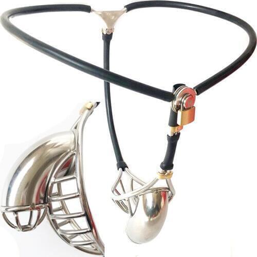 Invisible Male Adjustable Stainless Steel Chastity Belt Ventilate Scrotum Groove Semi-Enclosed Cock Penis Cage Adult Sex Toy 221