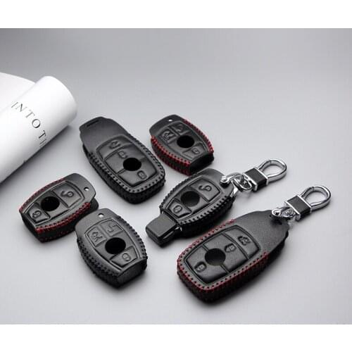 New Arrival Leather Car Key Case Cover For Mercedes Benz W203 W210 W211 W202 W204 AMG C E S CLS Key Ring Chain Shell Car Styling