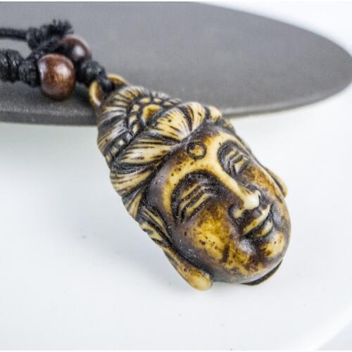 Buddha Pendants For Man limitation Yak Bone Material Bone Art Necklace Pendant Vintage Mens adjustable Rope Necklaces #GZ321