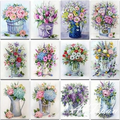 Full Square/Round 5D Diy Diamond Painting Landscape Flower Arrangement Vase 3D Diamond Embroidery Mosaic Cross Stitch Home Decor