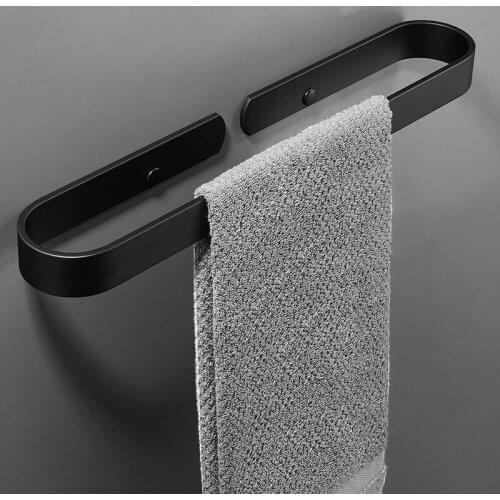 Towel Rack Bathroom Wall Mounted Self Adhesive Bath Hand Towel Bar Hanging Holder No Drill Kitchen Bathroom Storage Shelf Hanger