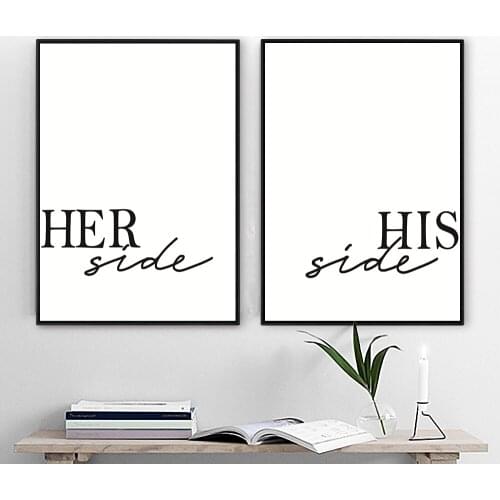 Nordic style Sweet lover home decor His and her canvas poster wall art Minimalist Art canvas painting for living room