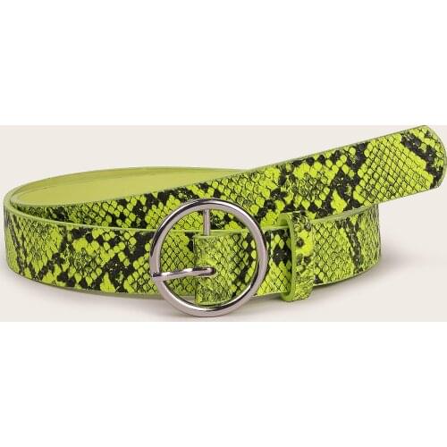 Belts for women luxury designer brand Neon Green Snake Skin Print Pattern Thin Waistbelt Women Fashion Jeans Belts