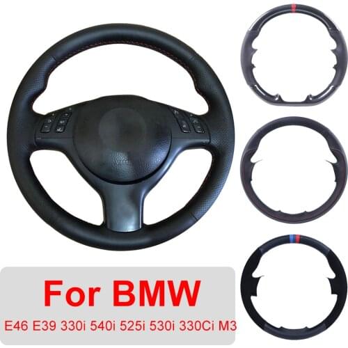 Hand Sewing Customized Car Steering Wheel Cover For BMW E46 E39 330i 540i 525i 530i 330Ci M3 2001-2014 Leather Protective Wrap
