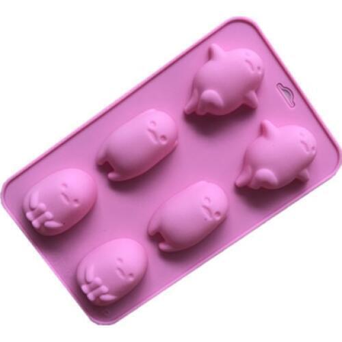 6 Holes Silicone Cartoon Boy Bear Mold Sugarcraft Silicone Chocolate Cake Mold Bakeware Candy Mold H977