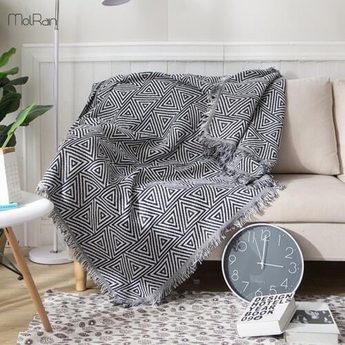 230x340cm Geometric Weighted Blanket Knitted Throw Blankets for Beds Tassels Modern Design Boho Cotton Blanket Sofa Cover