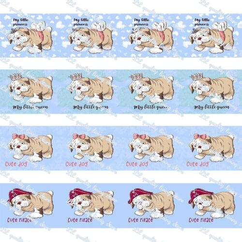 WL 16mm French Pitbull Grosgrain Ribbon Gift Wrapping Hair Bow Diy Party Decoration Craft Supplies Animal Collar