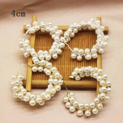 Zerong 4.0cm fashion twist imitation pearl earring large C-shaped lady Earrings Jewelry Accessories party decoration