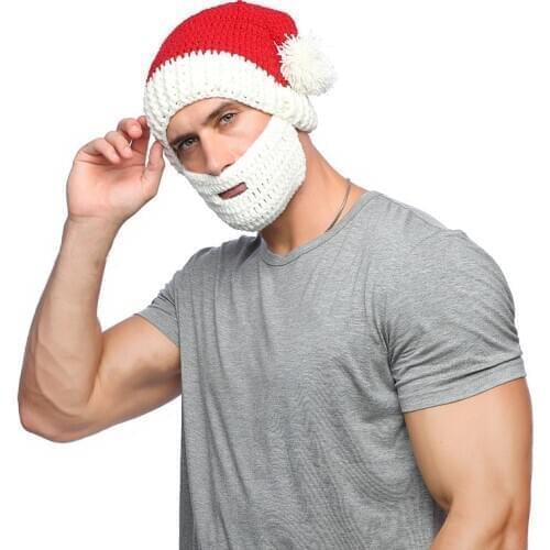 Knitted Christmas Hat Hats Autumn Santa Claus New Style Beard Warm Woolen Hats Creative Funny Winter Hats