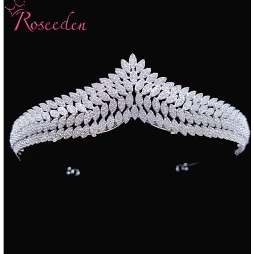 New 3A Zirconia Tiara Bridal Crown Crystal Elegant Woman Headdress Party Crowns Wedding Hair Accessories RE4012