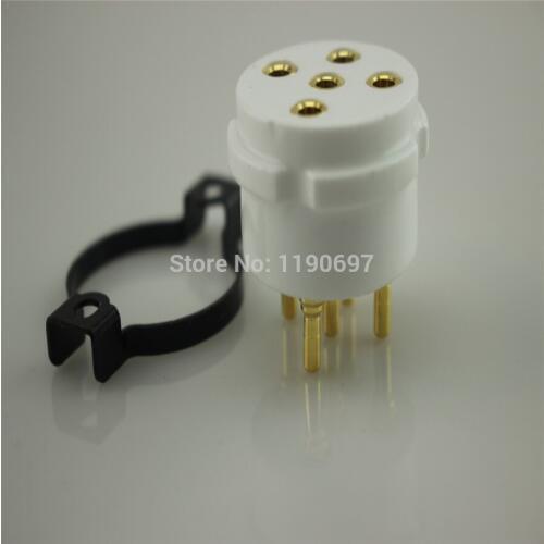 1PC 5Pins Tube Socket Golden Plate Copper Pin For PX4 PX5 1064 U19 U18 Tube Ceramic Socket Free Shipping