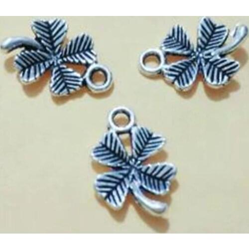 10pcs Clover Design Charms For Jewelry Making Bracelet Necklace Earrings Keychain Antique Silver Plated Charm