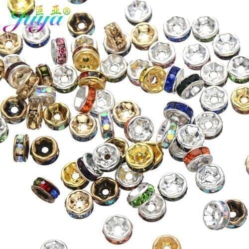 100pcs/lot Wholesale DIY 6mm Rhinestones Metal Spacers Beads Accessories For Fashion Beadwork Bracelets Necklace Earrings Making