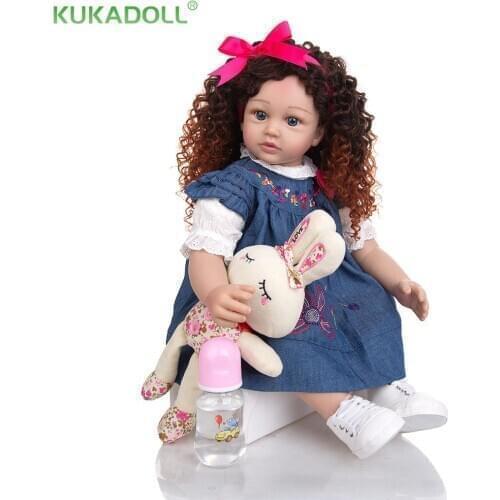 KUKADOLL 24 Inch Cute Toddler Doll Silicone Reborn Babies Dolls Realistic Bebe Reborn Menina For Child Birthday Present