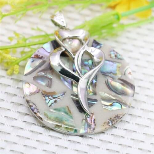 50mm Round Patchwork Flower Natural Abalone Seashells Sea Shells Pearl Pendant Women Decorative Border Jewelry Making Design