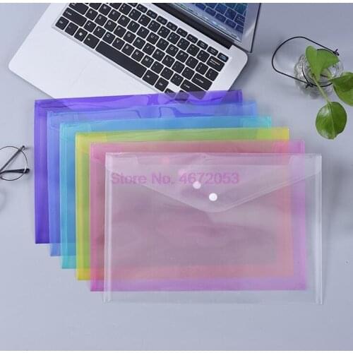 500pcs A4 Clear Document Bag Paper File Folder Stationery School Office Case PP 6colors