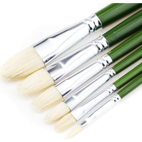 6pcs/set Senior oil painting pen brush bristle suit gouache 6 Pack Paint Brushes