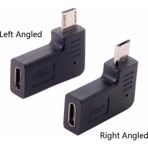 USB-C Type-C Female to Micro USB 2.0 5Pin Male Data Adapter 90 Degree Left & Right Angled Type Coupler Connector Elbow Design