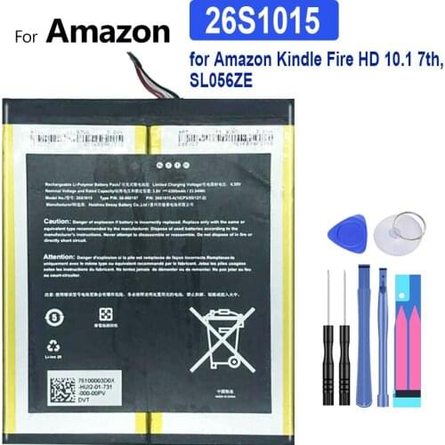 26S1015 Battery 6300mAh for Amazon Kindle Fire HD 10.1,Kindle Fire HD 10.1 7th, SL056ZE Tablet Bateria