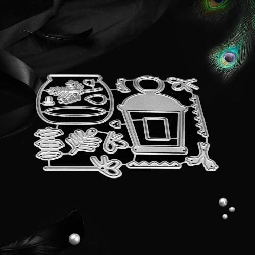 Fish tank lantern candle Metal Cutting Dies Birthday Gift for DIY Scrapbooking Album Paper Cards Craft Embossing Craft cut