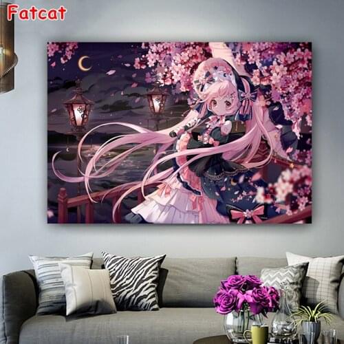 Anime Girl Sakura Diamond Painting Cartoons 5D Diy Full Square Round Rhinestone Embroidery Mosaic Cross Stitch Home Decor PP790