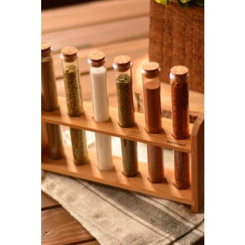 Bambu pice Rack Organizer for Countertop - Stainless Steel Spice Organizer with 6 Seasoning Jars, Large Standing Cabinet Season