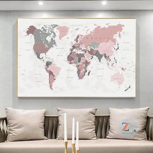Unselfish art retro world map oil painting printing poster wall painting living room modern art home decoration painting