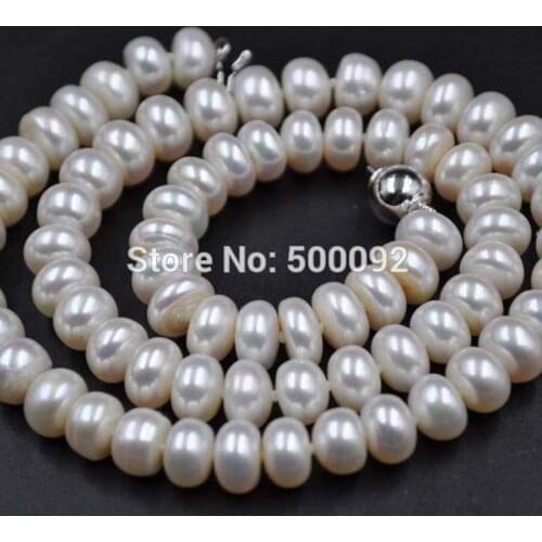 Free shipping 8mm freshwater bread pearl necklace ball clasp