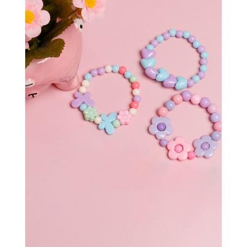Makersland Children Beaded Bracelet for Baby Girls Candy Color Adjustable Rope Bracelets Beads Christmas Present Fashion Jewelry