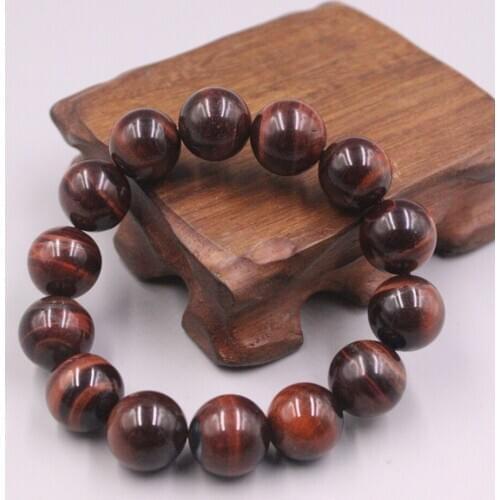 Grade A Red Tigers Eye Bracelet Width 15mm Round Bead Link Chain Diameter 55-60mm For Woman Man