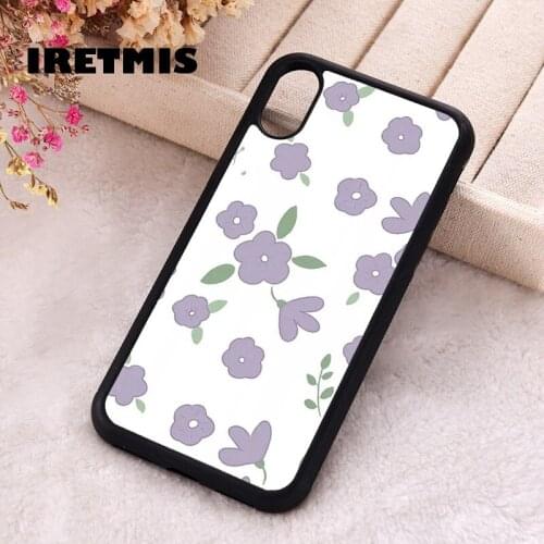 Iretmis 5 5S SE 2020 Phone Cover Case for iPhone 6 6S 7 8 Plus X Xs XR 11 12 Mini Pro Max Silicone TPU Lovely purple flower