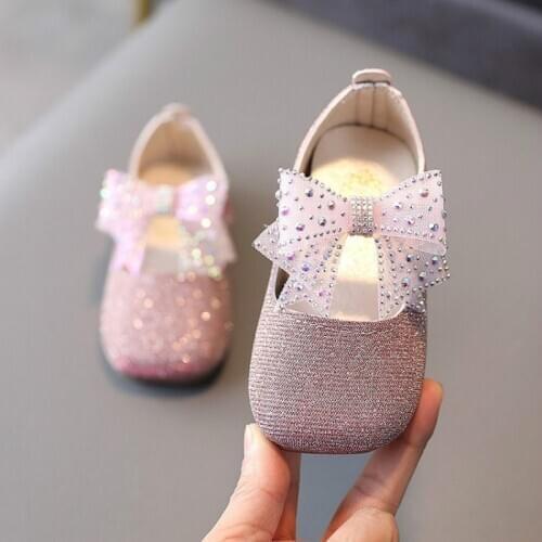 Children Shoes Girl Leather Shoes New Spring/Autumn Bow Fashion Baby Princess Shoes Non-slip Soft Sole Casual Sneakers E537